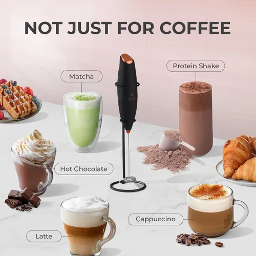 Miniatura 106 de Zulay Milk Boss Espumador de leche potente manual, hace espuma para latte, batidor para mezclar bebidas, café, miniespumador para capuchino, frappé