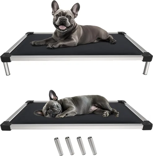 Miniatura 11 de FXW TitanNest Cama Elevada para Perros a Prueba de Masticación, Catre Elevado para Uso en Interiores/Exteriores/Camping, Cama Acolchada para Gris