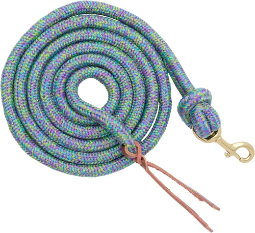 Miniatura 6 de Correa de plomo poli cowboy de cuero Weaver con broche, 5/8" x 10', Lila claro/Azul claro/Verde claro Morado claro/azul claro/verde claro