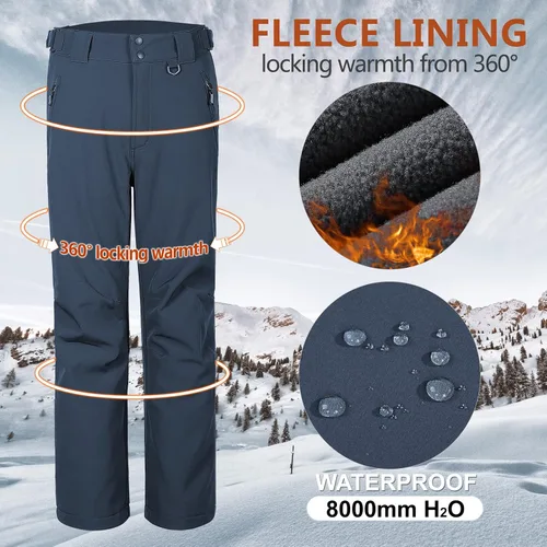 Miniatura 4 de Outdoor Ventures Lite - Pantalones deportivos impermeables y resistentes al viento para hombre, con forro polar, para senderismo, esquí, nieve