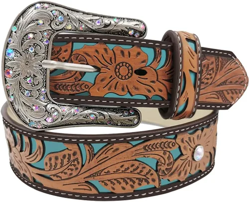 TOPACC Cinturones occidentales para mujer y hombre Cowboy Country Cinturones con hebillas para jeans pantalones Rodeo