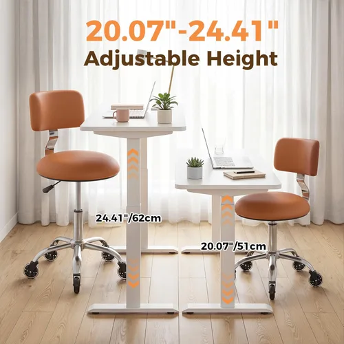 Miniatura 4 de Silla de dibujo con ruedas, silla de dibujo de oficina con soporte de espalda, taburete de escritorio de pie ajustable en altura con cojín de piel