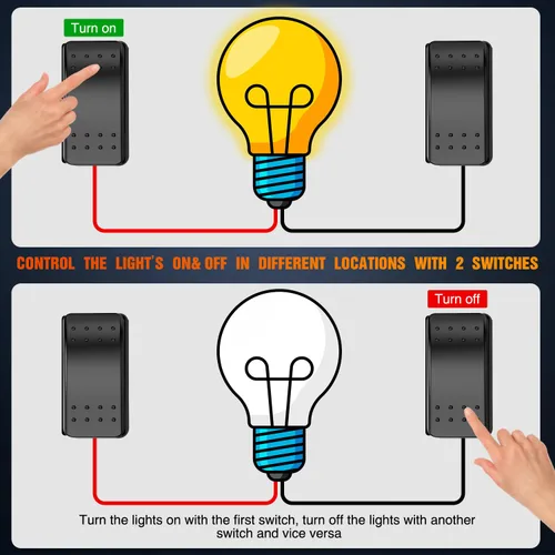 Miniatura 2 de Nilight Interruptor de 3 vías de encendido y apagado, control de palanca basculante, una sola carga desde dos ubicaciones separadas, interruptores