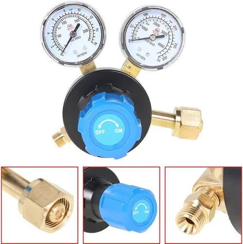 Miniatura 4 de findmall CGA 540 Regulador de oxígeno para la gama de entrega del indicador de gas de soldadura 145PSI