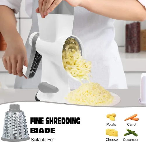 Miniatura 5 de Rallador de Queso Multifunción Rotativo con Manivela Manual - Rallador de Queso que Ralla, Rebana y Pica sin Esfuerzo. Aplicable para Queso, Blanco