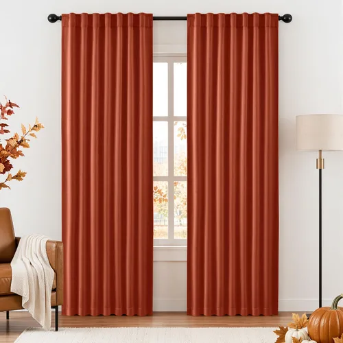 Miniatura 15 de ANRODUO Juego de 2 cortinas con bloqueo de luz del 99%, cortinas de 84 pulgadas de largo, cortinas negras para dormitorio, cortinas con aislamiento