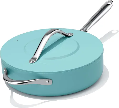 Miniatura 11 de CookinCraze Sartén Salteadora Antiadherente de Cerámica con Tapa (4.5 qt, 11") Sartén Profunda para Freír para Todas las Estufas Sartén No Tóxica