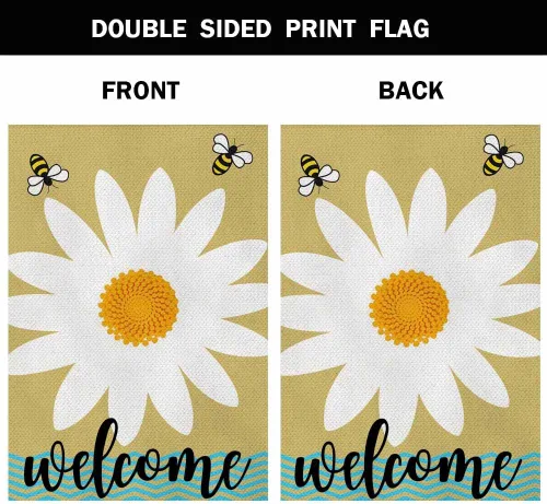 Miniatura 2 de AOYEGO Daisy - Bandera de bienvenida para casa, de 28 x 40 pulgadas, grande, vertical, de doble cara, abejas en una margarita blanca salvaje