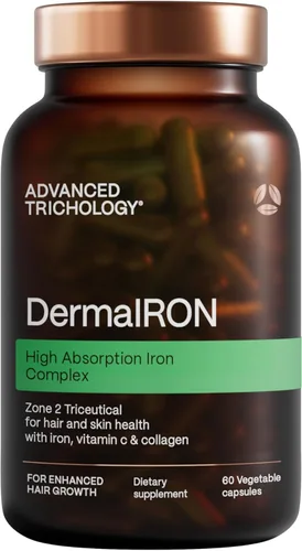 DermaIRON Suplemento de hierro para mujeres y hombres, plancha suave para baja ferritina y apoyo a la anemia, adelgazamiento del cabello y apoyo a