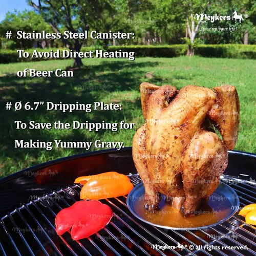 Miniatura 4 de Meykers Soporte para Latas de Cerveza para Pollo [Nueva Versión Mejorada] Pack de 2 para Parrilla, Ahumador, Horno Soporte Vertical para Pollo
