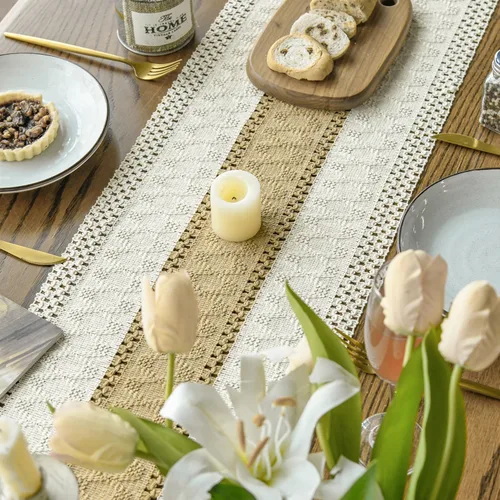 Miniatura 3 de Artoid Mode Camino de Mesa Rústico de Granja Verde Militar, Decoración Estacional Navideña de Mesa de Cocina y Comedor Hueca para Decoración