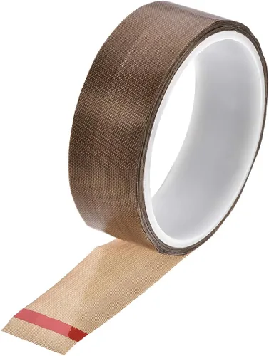 Miniatura 14 de uxcell Cinta de tela revestida de PTFE de 0.236 in Cinta de alta temperatura marrón para selladores de vacío, mano e impulso Cinta adhesiva