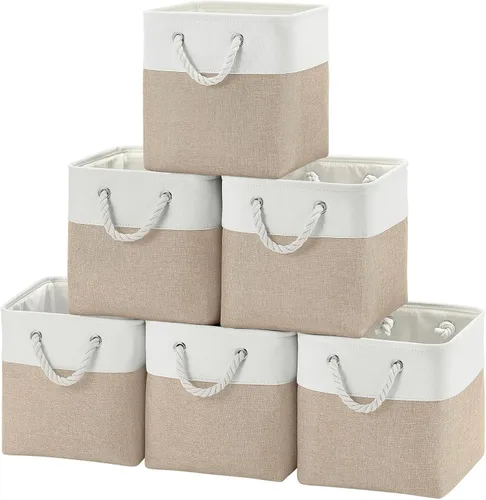 Miniatura 12 de Cubos de almacenamiento, cubos de almacenamiento plegables de tela, cubos de almacenamiento de 11 pulgadas con asas, cubos de almacenamiento Negro