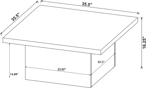 Miniatura 2 de Coaster Home Furnishings Zetta Mesa de Centro Cuadrada para Cóctel de Sala de Estar Chapa Laminada Diseñada Ecológica con Aspecto de Madera