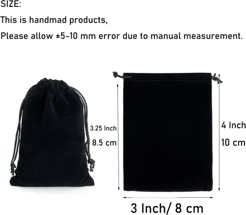 Miniatura 2 de Tendwarm 20 bolsas de terciopelo negro de tamaño mini de 3 x 3.9 pulgadas con cordón para joyas, bolsas de Navidad, regalos de boda