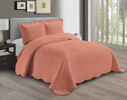 Miniatura 13 de Linen Plus Juego de funda de cama con relieve, extra grande, color burdeos, para cama King/California King, nueva, modelo Dana Borgoña
