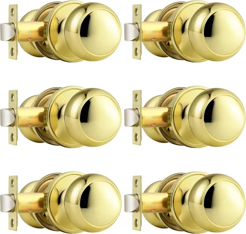 Miniatura 25 de Probrico Perillas de puerta de paso, de níquel cepillado, para interiores, redondas, sin llave, manijas de pasillo/armario, paquete de 6