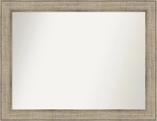 Miniatura 302 de Amanti Art Espejo de baño plateado para sobre fregadero, 26 x 26 pulgadas, espejo cuadrado de níquel pulido, marco de madera tradicional mediano, se