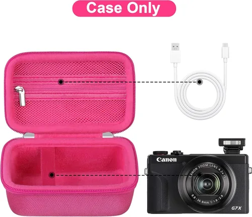 Miniatura 3 de Canboc Funda de transporte para cámara digital Canon PowerShot G7X Mark III/G7X Mark II/SX740/SX730, bolsillo de malla compatible con cable USB