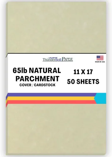 50 hojas de papel de cubierta de pergamino natural de 65 libras de 11 x 17 pulgadas, hojas de colores de cartulina de 11 x 17 pulgadas (11 x 17
