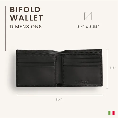 Miniatura 4 de Maruse Billetera plegable delgada de cuero cartera minimalista para hombres, Negro -, Minimalista