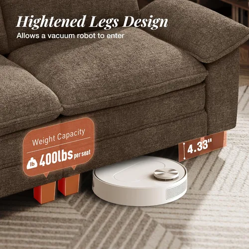 Miniatura 7 de MIXPATIO Sofá modular en forma de L de 123 pulgadas con cojines de nube, juego de sofá modular de asiento profundo con 4 asientos y 1 otomana, Gris