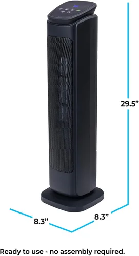 Miniatura 3 de Comfort Zone Calentador de espacio oscilante de 30 pulgadas con control remoto, calentador de cerámica de alta velocidad de 1500 W para habitaciones