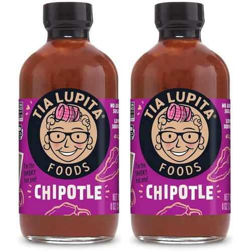 Miniatura 10 de Tia Lupita Chipotle - Salsa picante 8 oz x 1 botella Calor sabroso, especias medianas, ahumado, cuerpo completo, sin gluten, sin OMG, sin