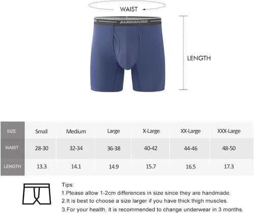Miniatura 7 de BAMBOO COOL Calzoncillos tipo bóxer para hombre, paquete de 4 unidades, ropa interior suave y transpirable de viscosa de bambú para hombres