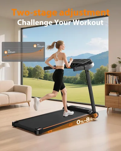 Miniatura 2 de Cinta de correr plegable para el hogar con inclinación, pantalla LED doble extragrande, velocidad máxima de 8.5 MPH, altavoz Bluetooth, capacidad