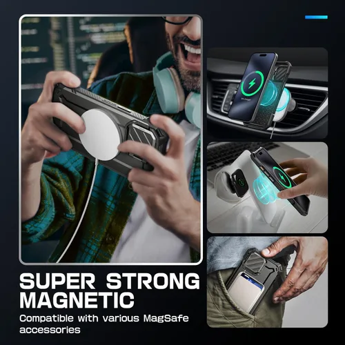 Miniatura 4 de SUPCASE Funda para iPhone 16e/17e con soporte (Unicorn Beetle Mag XT), [compatible con MagSafe] [Soporte integrado para cámara] Funda magnética Negro