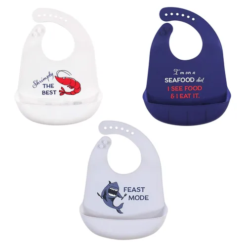 Baberos Hudson Baby de silicona unisex para bebé Mariscos