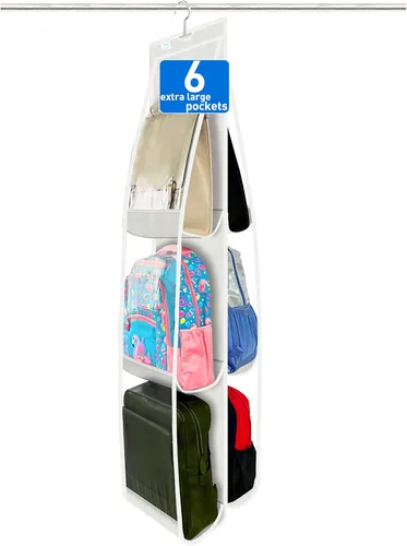 Miniatura 15 de Organizador de bolso, paquete de 2, colgador de bolso, resistente, organizador de bolsos para armario, ganchos de metal gruesos, organizador de Gris
