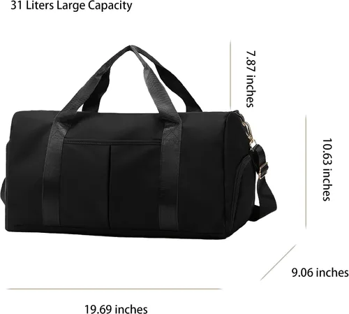 Miniatura 2 de Bolsa de gimnasio para mujer con separación para húmedo y seco, almacenamiento de zapatos, bolsa de viaje impermeable para gimnasio, natación, yoga