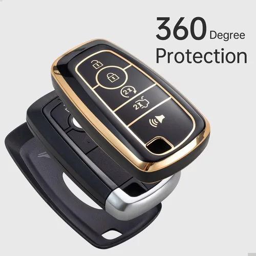 Miniatura 5 de Gematay Funda para llavero Ford con llavero, soporte para llave para Ford Edge Escape Expedition Explorer Fusion Mustang Ranger F-150 F-250 Smart 3