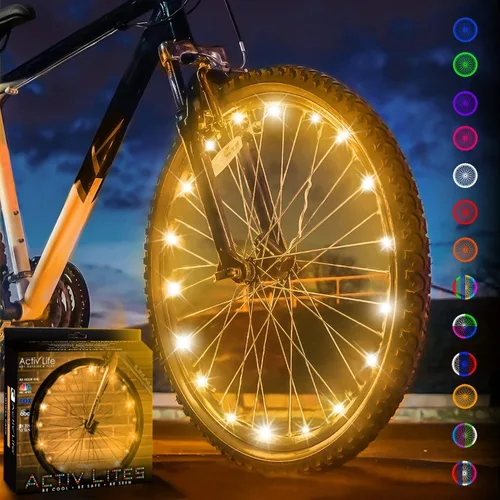 Miniatura 16 de Activ Life Luces LED para rueda de bicicleta con pilas incluidas. Obtén 100% más brillantes y visibles desde todos los ángulos para la máxima