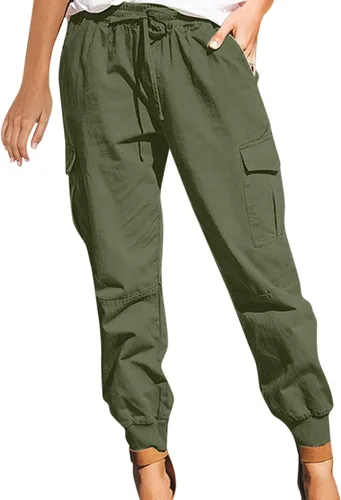 SobeiKre Pantalones cargo de gran tamaño para mujer, pantalones deportivos holgados de cintura baja con cordones, pantalones de entrenamiento