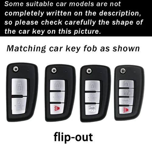 Miniatura 2 de ontto Funda para Llave de Automóvil Flip con Botón de Nissan, Carcasa de Llave de ABS para Rogue Rogue Select Blanco