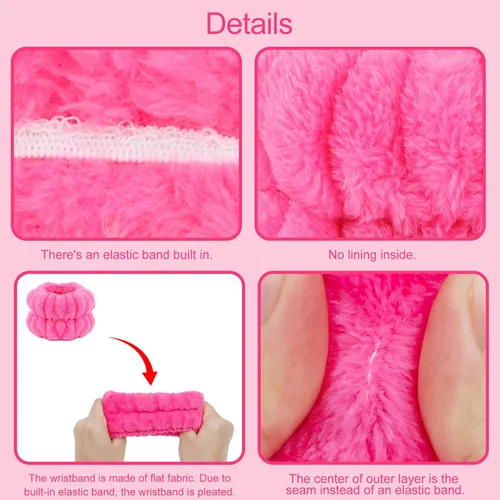 Miniatura 6 de Wecoe Juego de diadema y pulsera para el cuidado de la piel para el cuidado de la piel, pinzas para cabello grueso, esponja hinchada con burbujas