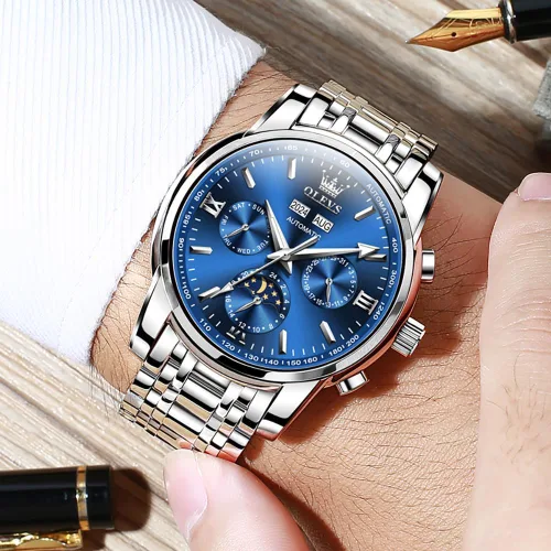 Miniatura 50 de OLEVS Relojes automáticos para hombre, esqueleto mecánico, de lujo, a la moda, reloj de pulsera luminoso impermeable