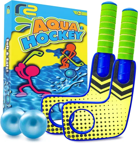 Divertido juego de mini palos de hockey – Juega en la piscina y la playa o en casa – Para niños y adultos de todas las edades – Usa las paletas