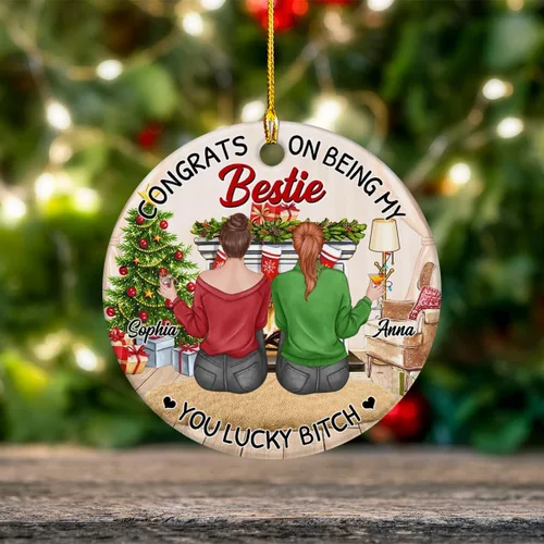 Miniatura 4 de Adorno de Bestie, Congrats On Being My Bettie You Lucky - Adorno de Navidad personalizado, regalos para alma gemela, árbol de Navidad colgante