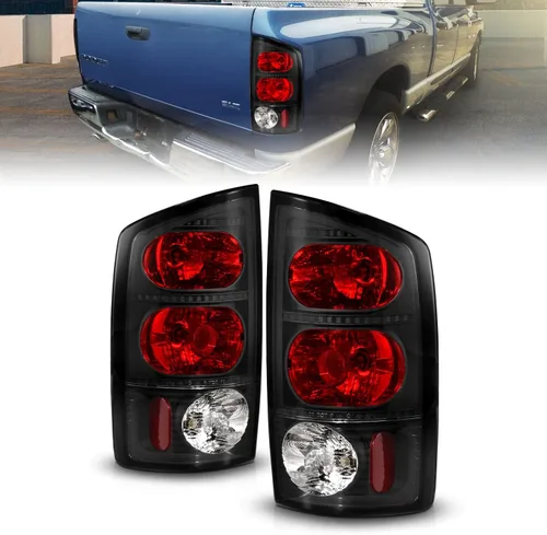 AmeriLite Par de luces traseras de repuesto para Dodge Ram 1500 2002-2006 | 03-06 Ram 2500 3500 Pickup estilo europeo negro transparente - lado del