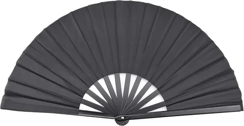 Quacc Ventilador de mano plegable grande de 13 pulgadas, tela de nailon vintage, retro, gran abanico para baile de línea, festival chino de Kung Fu,