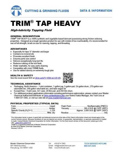 Miniatura 3 de TRIM Fluidos de corte y molienda TAPHVY/1 TAP Heavy Fluido de alta lubricidad para roscado, jarra de 1 gal