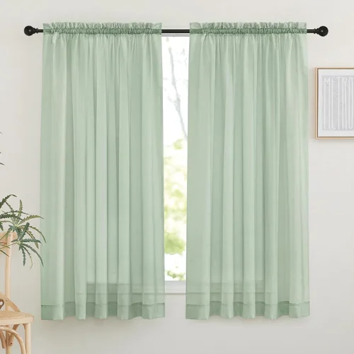 Miniatura 20 de NICETOWN Cortinas traslúcidas de gasa para ventana de dormitorio, bolsillo para barra, elegantes cortinas traslúcidas ligeras que llegan al suelo