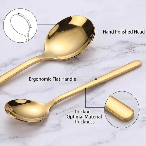 Miniatura 4 de Juego de 8 cucharas de café doradas de 5.24 pulgadas, cucharas de postre pequeñas de acero inoxidable de 5.24 pulgadas, cucharas de té SUS 304