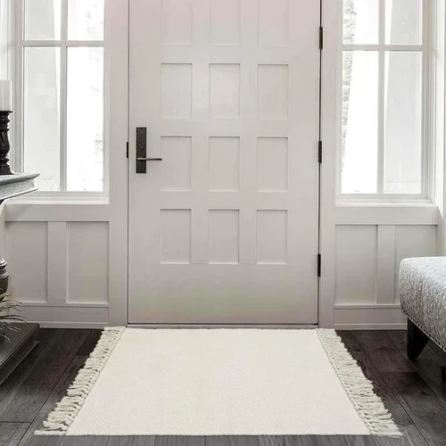 Miniatura 37 de Collive - Tapete de pasillo de cocina, 2 x 4.3 pies, tejido a mano, reversible, lavable, de algodón, color blanco/beige, para baño, pasillo