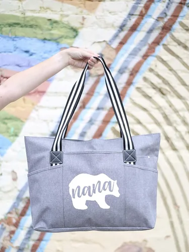 Miniatura 54 de Brooke & Jess Designs Bolso de mano para la abuela – Bolso de lona resistente con cremallera y bolsillo interior para la abuela para uso diario