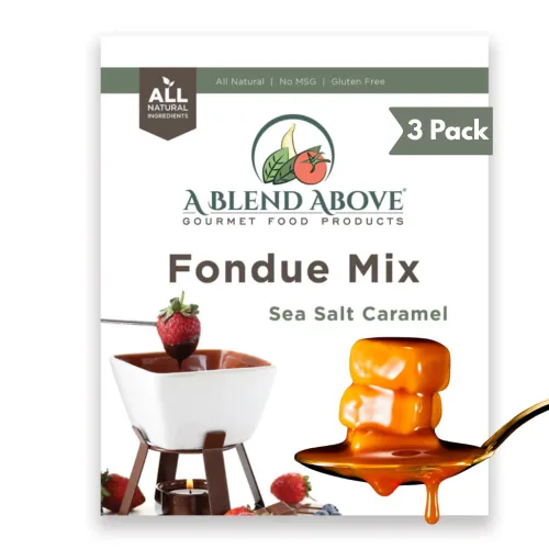Una mezcla de fondue de caramelo con sal marina (paquete de 3), sabor natural, sin MSG, sin gluten. Sin conservantes, fácil de hacer, inmersión de